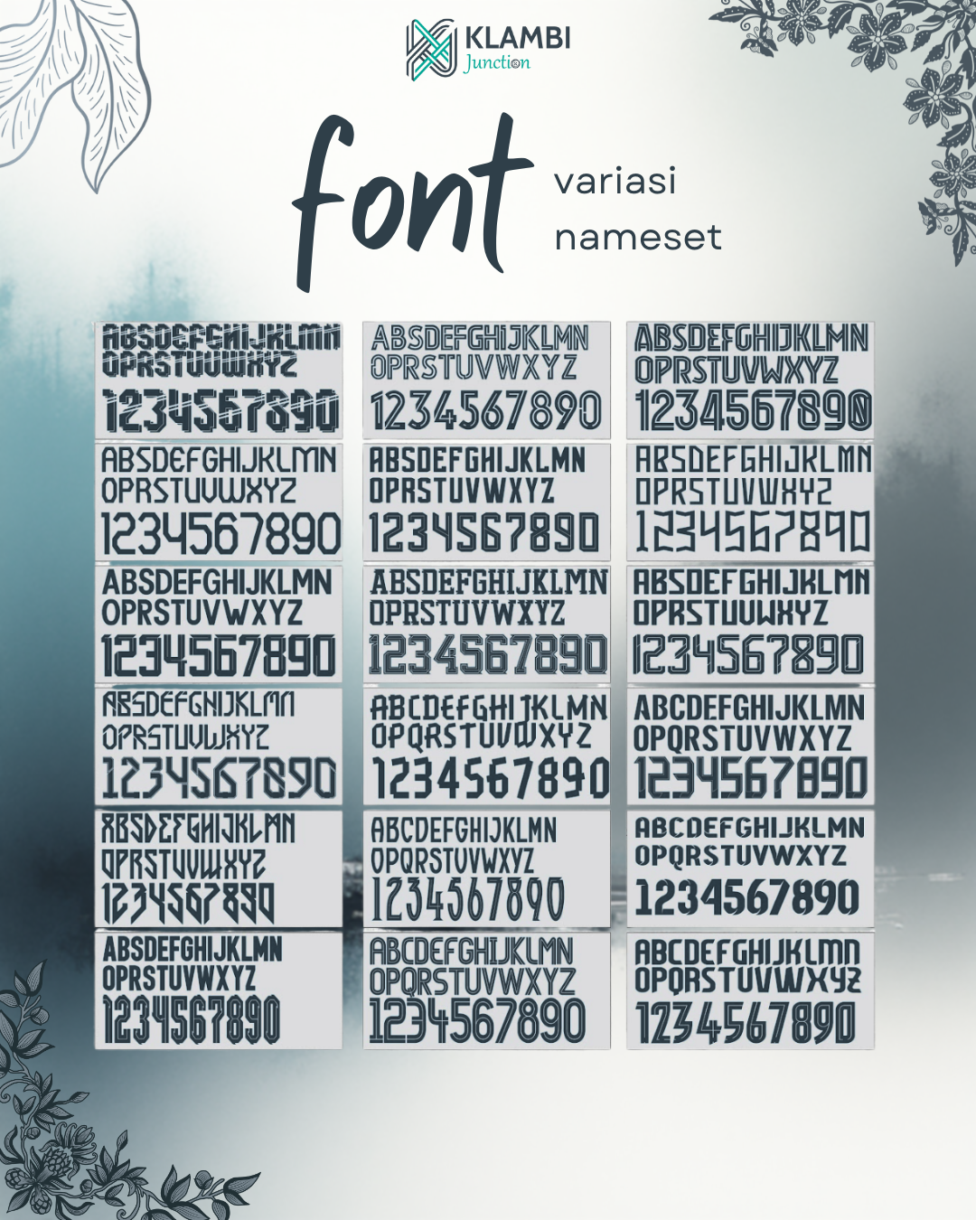 Variasi Font Nameset Klambi Junction